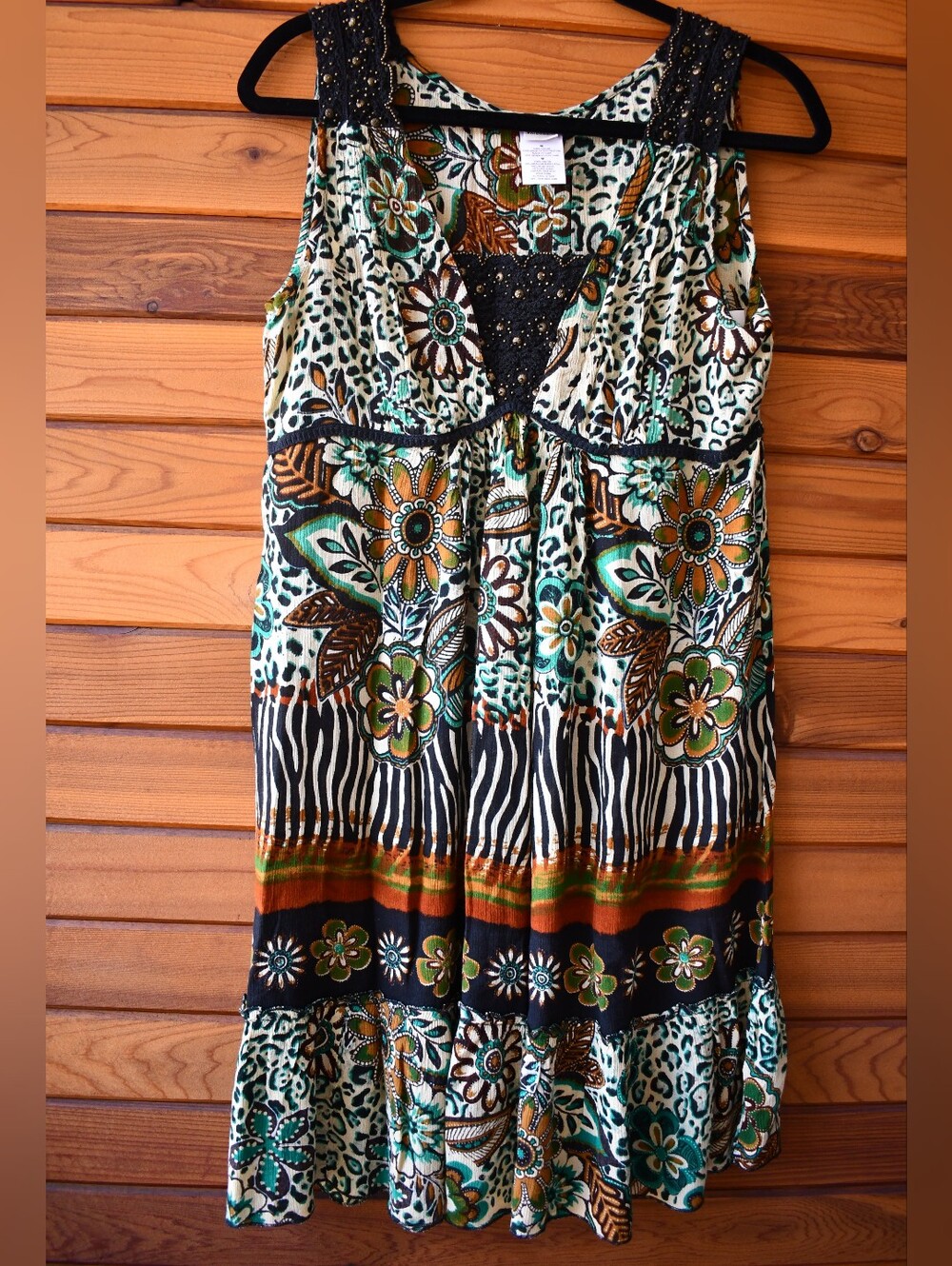 Vintage Y2K Sleeveless Boho Midi Patchwork Dress
